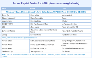 KGNU Playlist